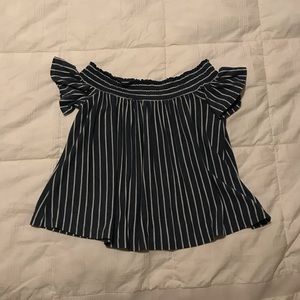 Stripes off the shoulder shirt